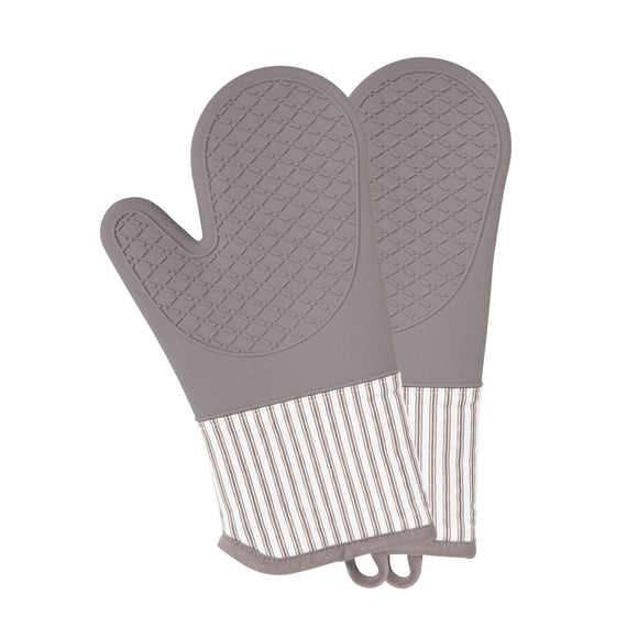 GREY SILICONE OVEN MITTS, SET OF 2