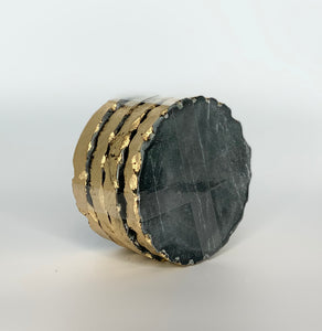 VIESTE MARBLE COASTERS, BLACK/GOLD